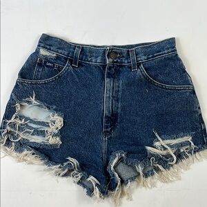 ✨VTG LEE✨Women's Frayed Hem Jean Shorts - Dark Blue